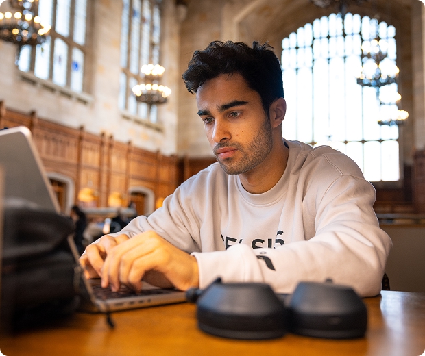 A student studying