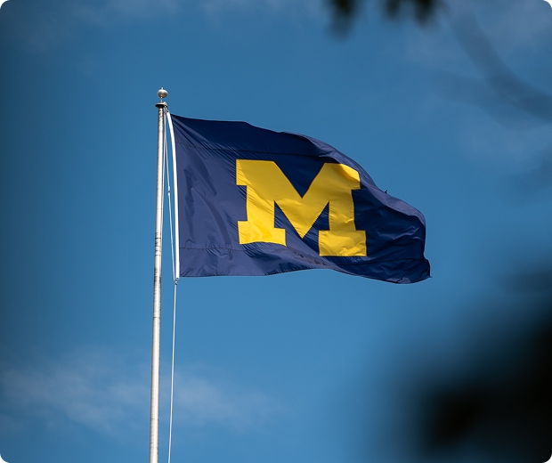 Block M flag waving in the wind